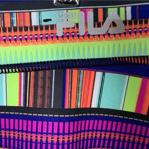 Fila XS Running Cropped Leggings Multicolor Activewear Gym Workout Pants - Picture 4 of 6